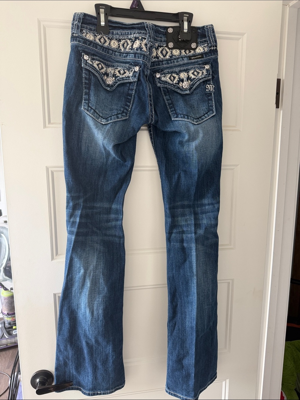 Miss Me Dark Blue Embellished Flare Jeans